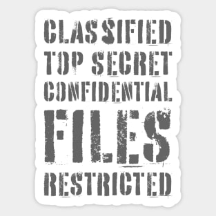 Classified Files Typography Stack (Grey) Sticker